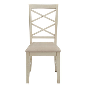 Lea Solid Rubberwood Cross-back Dining Chair Set with Foam Cushioned Seats