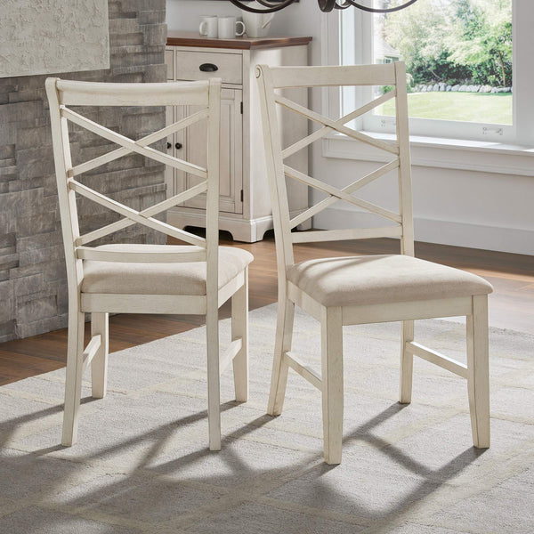 Lea Solid Rubberwood Cross-back Dining Chair Set with Foam Cushioned Seats