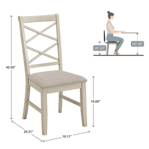 Lea Solid Rubberwood Cross-back Dining Chair Set with Foam Cushioned Seats