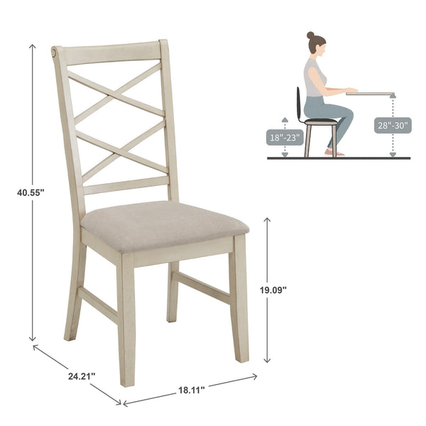 Lea Solid Rubberwood Cross-back Dining Chair Set with Foam Cushioned Seats