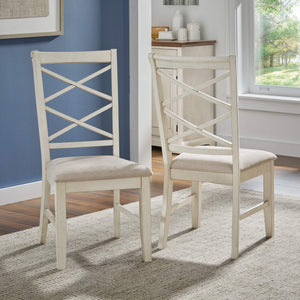Lea Solid Rubberwood Cross-back Dining Chair Set with Foam Cushioned Seats