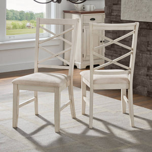 Lea Solid Rubberwood Cross-back Dining Chair Set with Foam Cushioned Seats