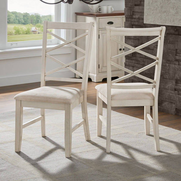 Lea Solid Rubberwood Cross-back Dining Chair Set with Foam Cushioned Seats