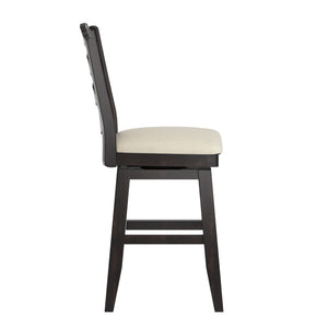 Lea Ladder Back Swivel Counterstool with Cushioned Seat and Rubberwood Frame