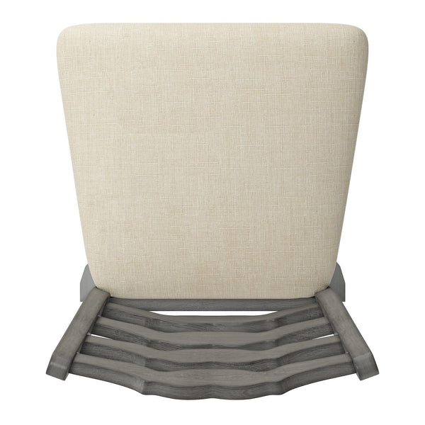 Lea Ladder Back Swivel Counterstool with Cushioned Seat and Rubberwood Frame
