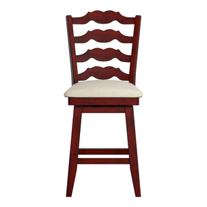 Lea Ladder Back Swivel Counterstool with Cushioned Seat and Rubberwood Frame