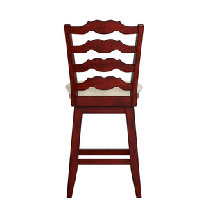 Lea Ladder Back Swivel Counterstool with Cushioned Seat and Rubberwood Frame