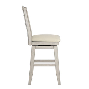Lea Ladder Back Swivel Counterstool with Cushioned Seat and Rubberwood Frame