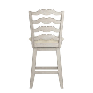 Lea Ladder Back Swivel Counterstool with Cushioned Seat and Rubberwood Frame