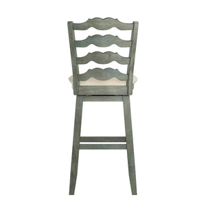 Lea Rubberwood Ladder Back Swivel Barstool with Padded Upholstered Foam Seat