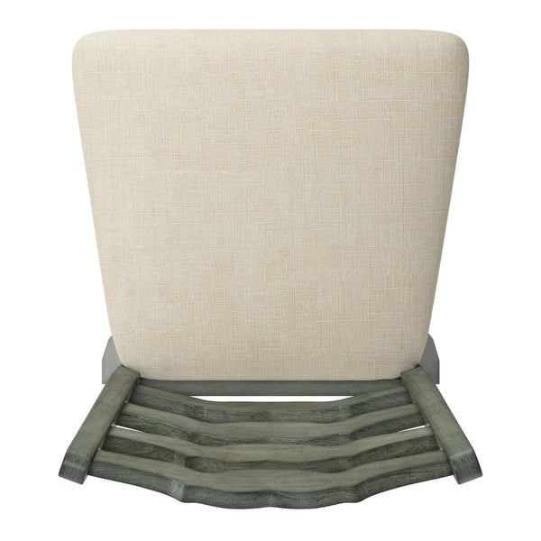Lea Rubberwood Ladder Back Swivel Barstool with Padded Upholstered Foam Seat