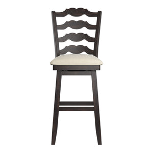 Lea Rubberwood Ladder Back Swivel Barstool with Padded Upholstered Foam Seat