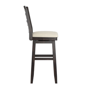 Lea Rubberwood Ladder Back Swivel Barstool with Padded Upholstered Foam Seat