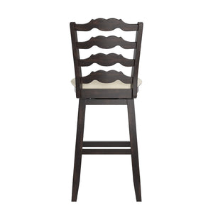 Lea Rubberwood Ladder Back Swivel Barstool with Padded Upholstered Foam Seat