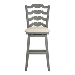 Lea Rubberwood Ladder Back Swivel Barstool with Padded Upholstered Foam Seat