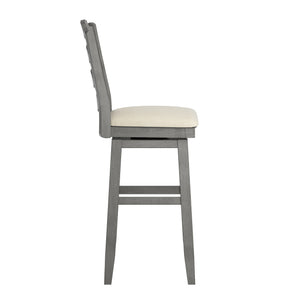 Lea Rubberwood Ladder Back Swivel Barstool with Padded Upholstered Foam Seat
