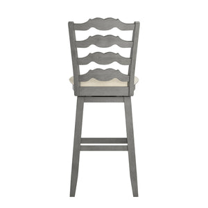 Lea Rubberwood Ladder Back Swivel Barstool with Padded Upholstered Foam Seat