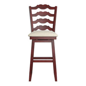 Homelegance Lea Rubberwood Ladder Back Swivel Barstool with Padded Upholstered Foam Seat Berry / Beige 530SW1-29RD