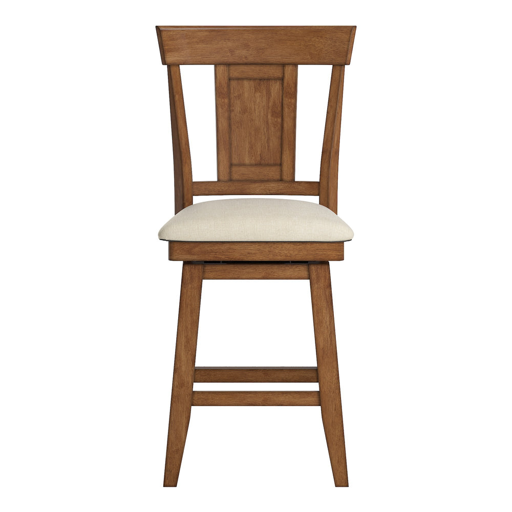 Homelegance Lea Rubberwood Swivel Counter Stool with Panel Back and Foam Padded Fabric Seat Oak 530SW2-24AK