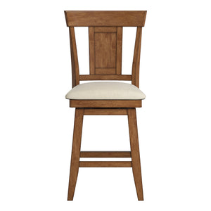 Homelegance Lea Rubberwood Swivel Counter Stool with Panel Back and Foam Padded Fabric Seat Oak 530SW2-24AK