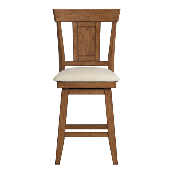 Homelegance Lea Rubberwood Swivel Counter Stool with Panel Back and Foam Padded Fabric Seat Oak 530SW2-24AK