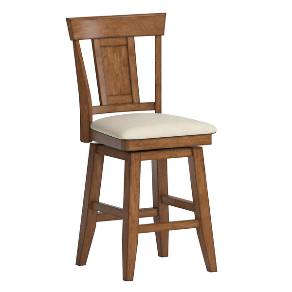 Lea Rubberwood Swivel Counter Stool with Panel Back and Foam Padded Fabric Seat