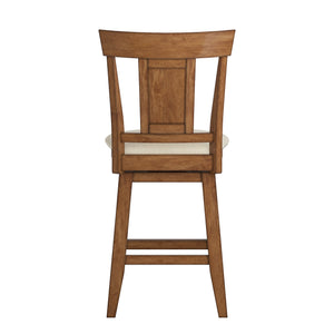 Lea Rubberwood Swivel Counter Stool with Panel Back and Foam Padded Fabric Seat