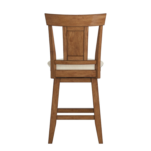 Lea Rubberwood Swivel Counter Stool with Panel Back and Foam Padded Fabric Seat