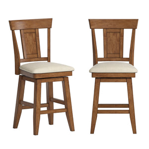 Lea Rubberwood Swivel Counter Stool with Panel Back and Foam Padded Fabric Seat