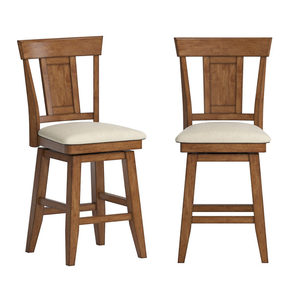 Lea Rubberwood Swivel Counter Stool with Panel Back and Foam Padded Fabric Seat