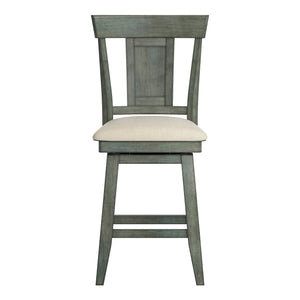 Lea Rubberwood Swivel Counter Stool with Panel Back and Foam Padded Fabric Seat