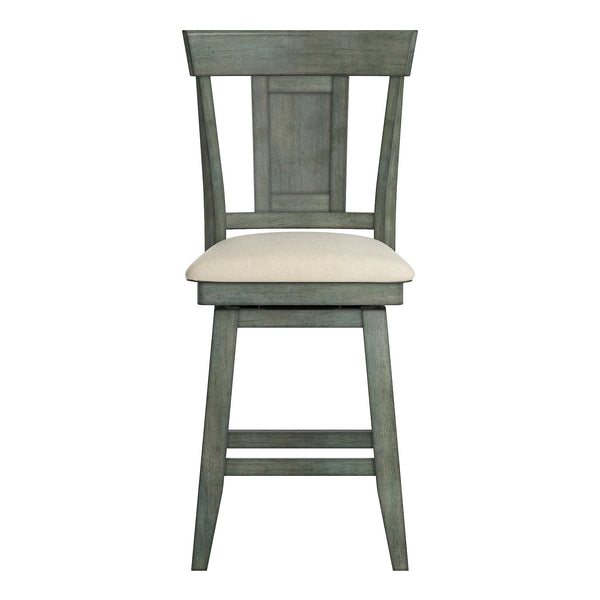 Lea Rubberwood Swivel Counter Stool with Panel Back and Foam Padded Fabric Seat
