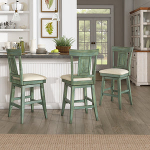 Lea Rubberwood Swivel Counter Stool with Panel Back and Foam Padded Fabric Seat