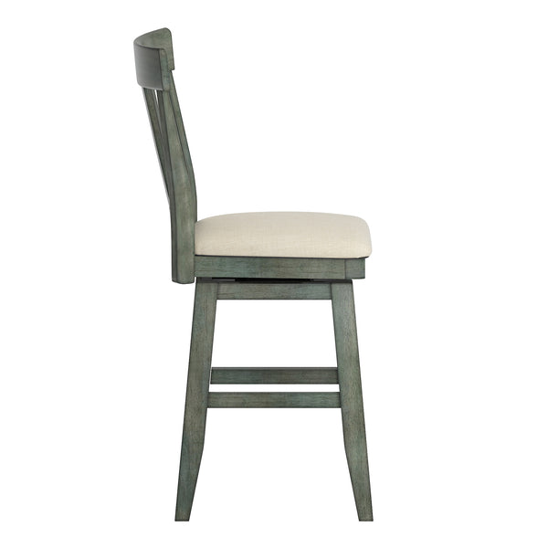 Lea Rubberwood Swivel Counter Stool with Panel Back and Foam Padded Fabric Seat