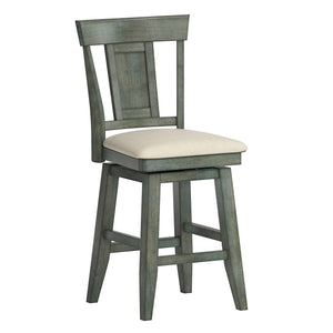 Lea Rubberwood Swivel Counter Stool with Panel Back and Foam Padded Fabric Seat