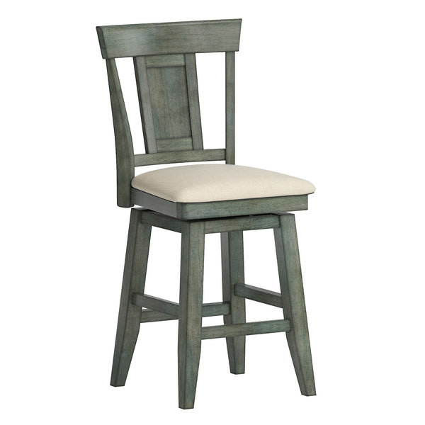 Lea Rubberwood Swivel Counter Stool with Panel Back and Foam Padded Fabric Seat