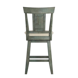 Lea Rubberwood Swivel Counter Stool with Panel Back and Foam Padded Fabric Seat