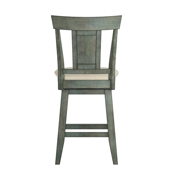 Lea Rubberwood Swivel Counter Stool with Panel Back and Foam Padded Fabric Seat