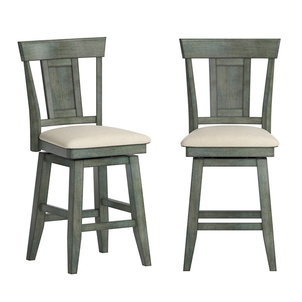 Lea Rubberwood Swivel Counter Stool with Panel Back and Foam Padded Fabric Seat