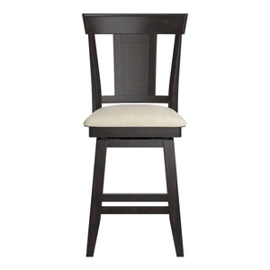 Lea Rubberwood Swivel Counter Stool with Panel Back and Foam Padded Fabric Seat