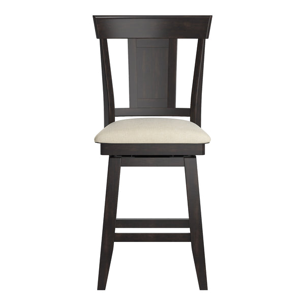 Lea Rubberwood Swivel Counter Stool with Panel Back and Foam Padded Fabric Seat