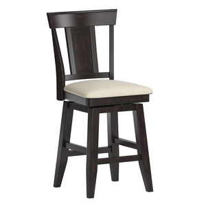 Lea Rubberwood Swivel Counter Stool with Panel Back and Foam Padded Fabric Seat