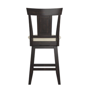 Lea Rubberwood Swivel Counter Stool with Panel Back and Foam Padded Fabric Seat