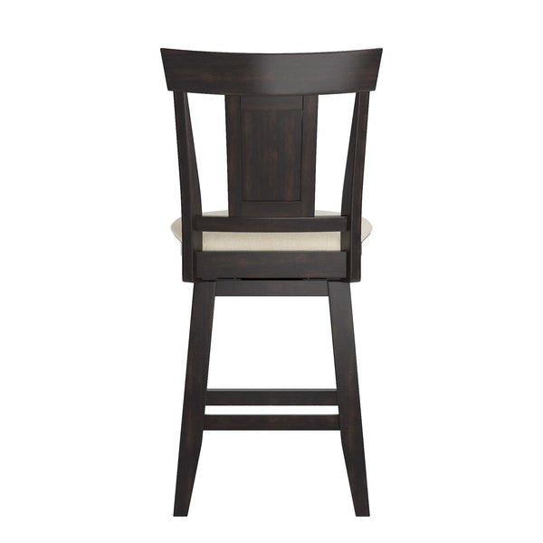 Lea Rubberwood Swivel Counter Stool with Panel Back and Foam Padded Fabric Seat