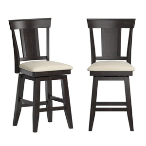 Lea Rubberwood Swivel Counter Stool with Panel Back and Foam Padded Fabric Seat
