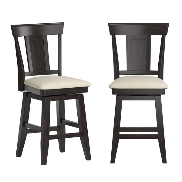 Lea Rubberwood Swivel Counter Stool with Panel Back and Foam Padded Fabric Seat