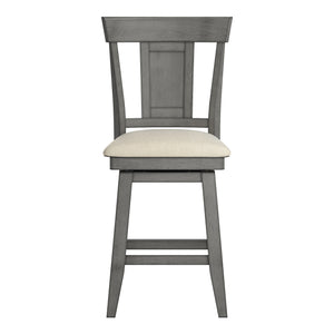 Lea Rubberwood Swivel Counter Stool with Panel Back and Foam Padded Fabric Seat