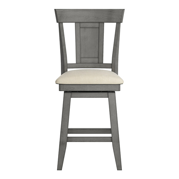 Lea Rubberwood Swivel Counter Stool with Panel Back and Foam Padded Fabric Seat