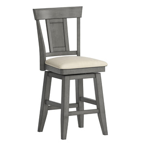 Lea Rubberwood Swivel Counter Stool with Panel Back and Foam Padded Fabric Seat