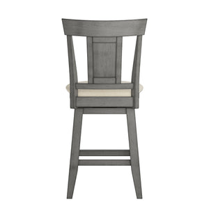 Lea Rubberwood Swivel Counter Stool with Panel Back and Foam Padded Fabric Seat